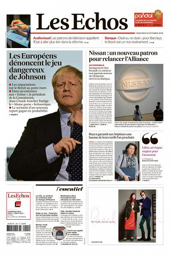 Les Echos du Mercredi 9 Octobre 2019