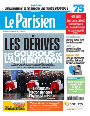 Le Parisien du Mercredi 9 Octobre 2019