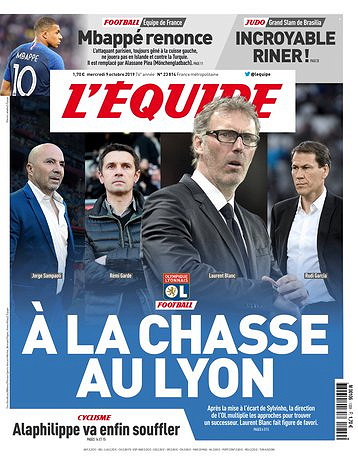L’equipe du Mercredi 9 Octobre 2019