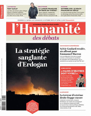 L’Humanite du Vendredi 11 et Dimanche 13 Octobre 2019