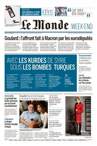 Le Monde du Samedi 12 Octobre 2019