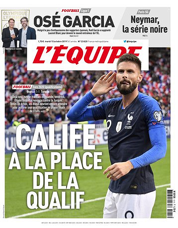 L’equipe du Mardi 15 Octobre 2019