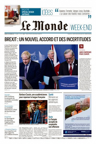 Le Monde du Samedi 19 Octobre 2019
