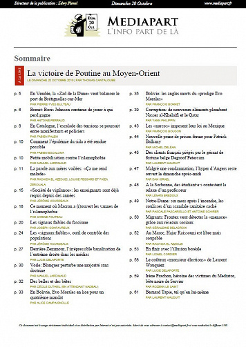 Mediapart - Dimanche 20 Octobre 2019