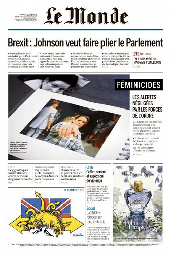 Le Monde du Mardi 22 Octobre 2019