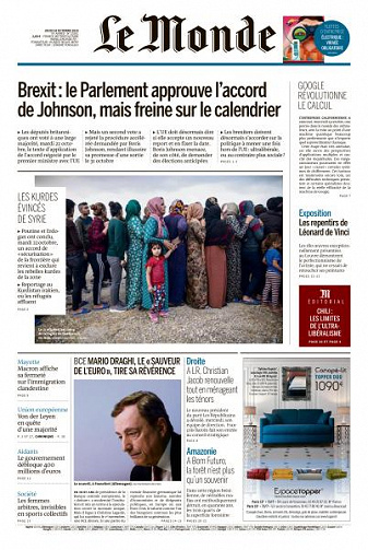 Le Monde du Jeudi 24 Octobre 2019