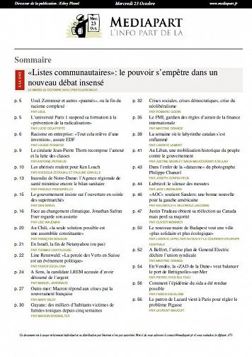 Mediapart - Mercredi 23 Octobre 2019