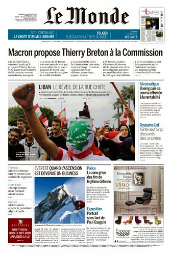 Le Monde du Vendredi 25 Octobre 2019