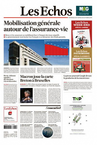 Les Echos du Vendredi 25 et Samedi 26 Octobre 2019