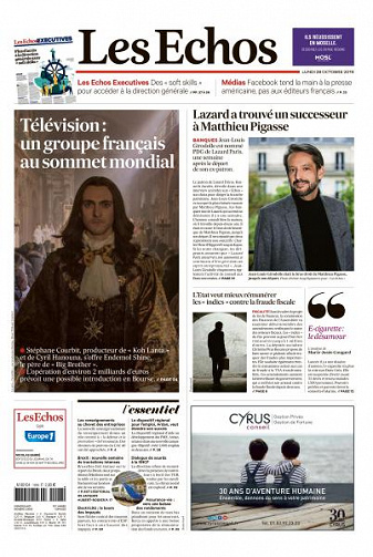 Les Echos du Lundi 28 Octobre 2019