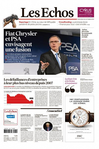 Les Echos du Mercredi 30 Octobre 2019