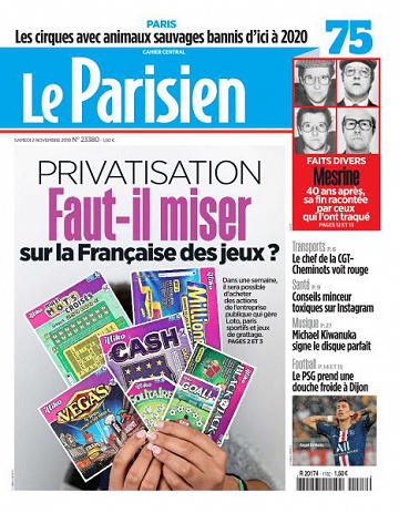 Le Parisien du Samedi 2 Novembre 2019