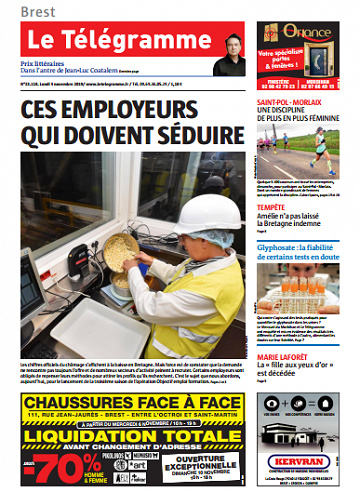Le Télégramme (5 Editions) Du Lundi 4 Novembre 2019