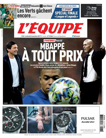 L’equipe du Vendredi 8 Novembre 2019