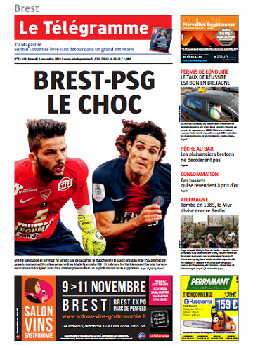 Le Telegramme ( 6 Editions) Du Samedi 9 Novembre 2019