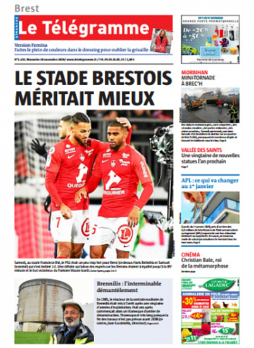 Le Télégramme ( 6 Editions) Du Dimanche 10 Novembre 2019