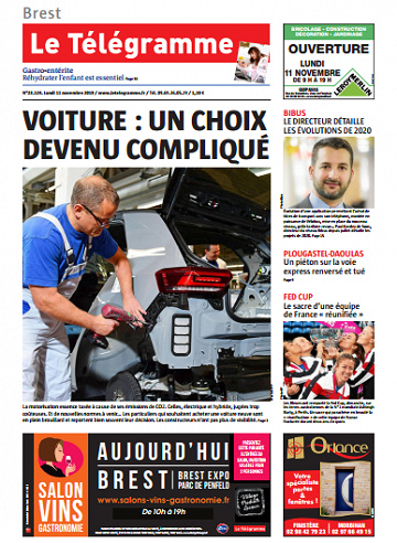 Le Télégramme ( 6 Editions) Du Lundi 11 Novembre 2019