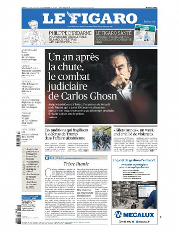 Le Figaro du Lundi 18 Novembre 2019