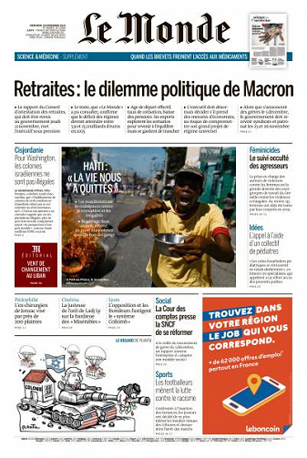 Le Monde du Mercredi 20 Novembre 2019