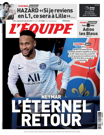 L’equipe du Vendredi 22 Novembre 2019