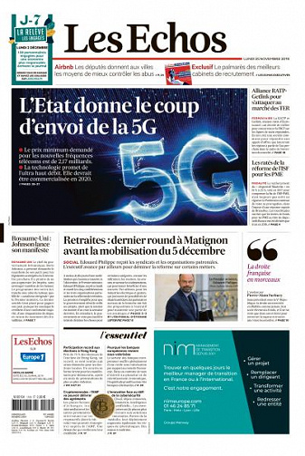 Les Echos du Lundi 25 Novembre 2019