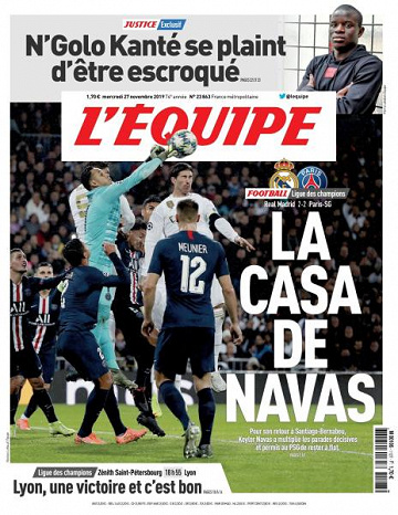 L’equipe du Mercredi 27 Novembre 2019