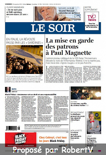 Le Soir - Vendredi 29 Novembre 2019
