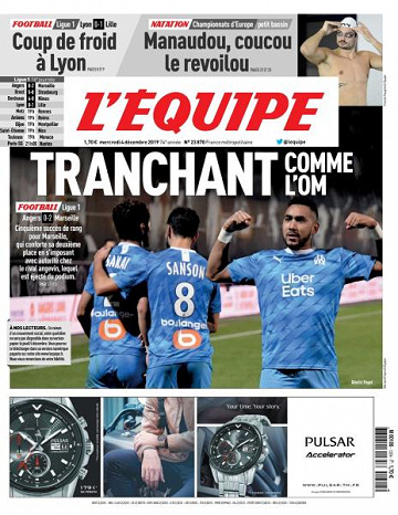 L’equipe du Mercredi 4 Décembre 2019