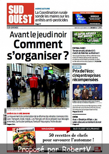 Sud Ouest Sud-Gironde - Mercredi 4 Décembre 2019