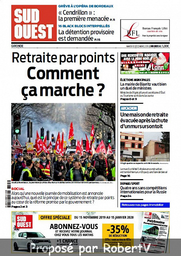 Sud Ouest Gironde - Mardi 10 Décembre 2019