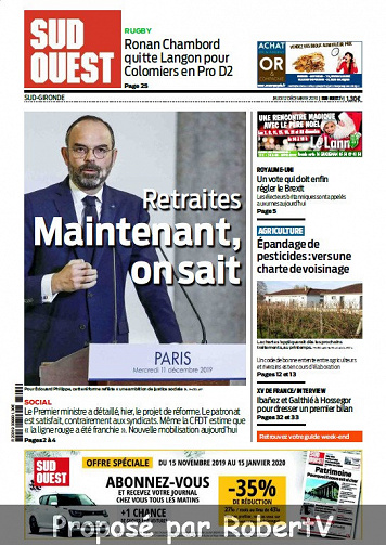 Sud Ouest Sud-Gironde - Jeudi 12 Décembre 2019