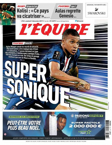 L’equipe du Vendredi 13 Décembre 2019