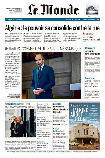 Le Monde du Dimanche 15 et Lundi 16 Décembre 2019