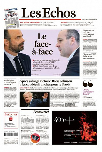 Les Echos du Lundi 16 Décembre 2019