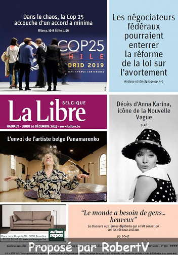 La Libre Belgique - Lundi 16 Décembre 2019