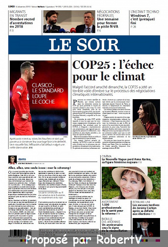 Le Soir - Lundi 16 Décembre 2019