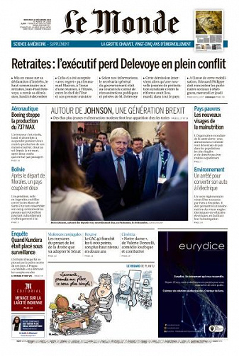 Le Monde du Mercredi 18 Décembre 2019