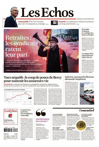 Les Echos du Mercredi 18 Décembre 2019