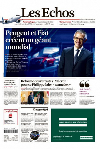 Les Echos du Jeudi 19 Décembre 2019