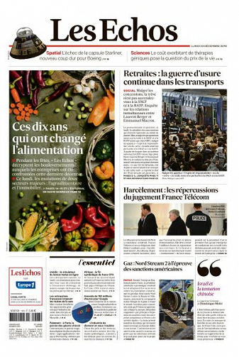 Les Echos du Lundi 23 Décembre 2019