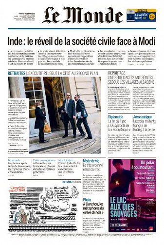Le Monde du Mardi 24 Décembre 2019