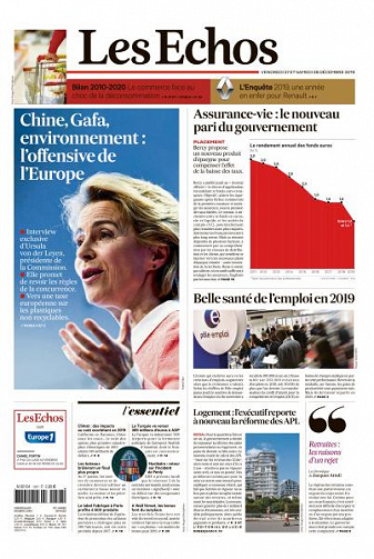 Les Echos du Vendredi 27 et Samedi 28 Décembre 2019