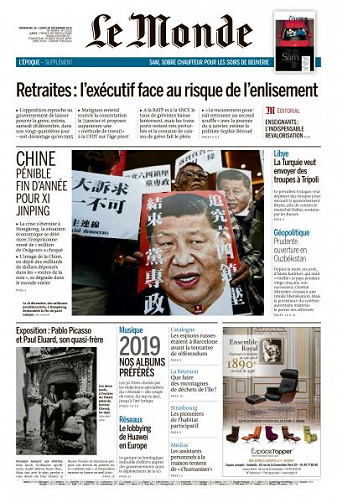 Le Monde du Dimanche 29 et Lundi 30 Décembre 2019