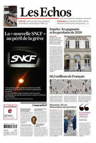 Les Echos du Mardi 31 Décembre 2019