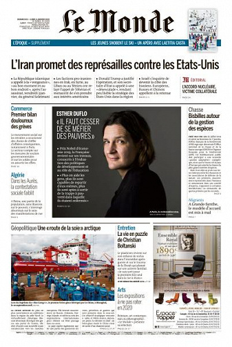 Le Monde du Dimanche 5 et Lundi 6 Janvier 2020