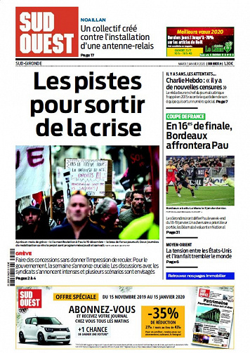 Sud Ouest Sud-Gironde - Mardi 7 Janvier 2020