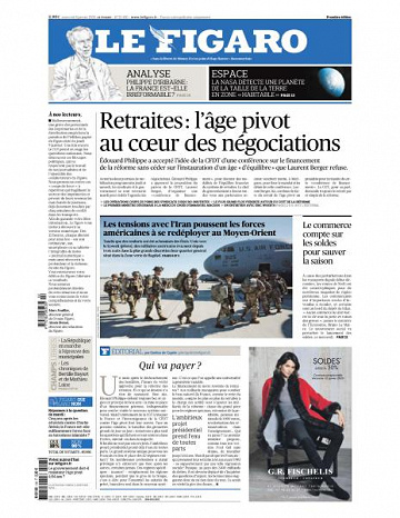 Le Figaro du Mercredi 8 Janvier 2020