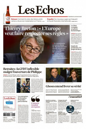 Les Echos du Mercredi 8 Janvier 2020