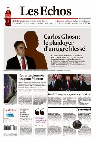 Les Echos du Jeudi 9 Janvier 2020