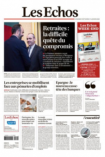 Les Echos du Vendredi 10 et Samedi 11 Janvier 2020